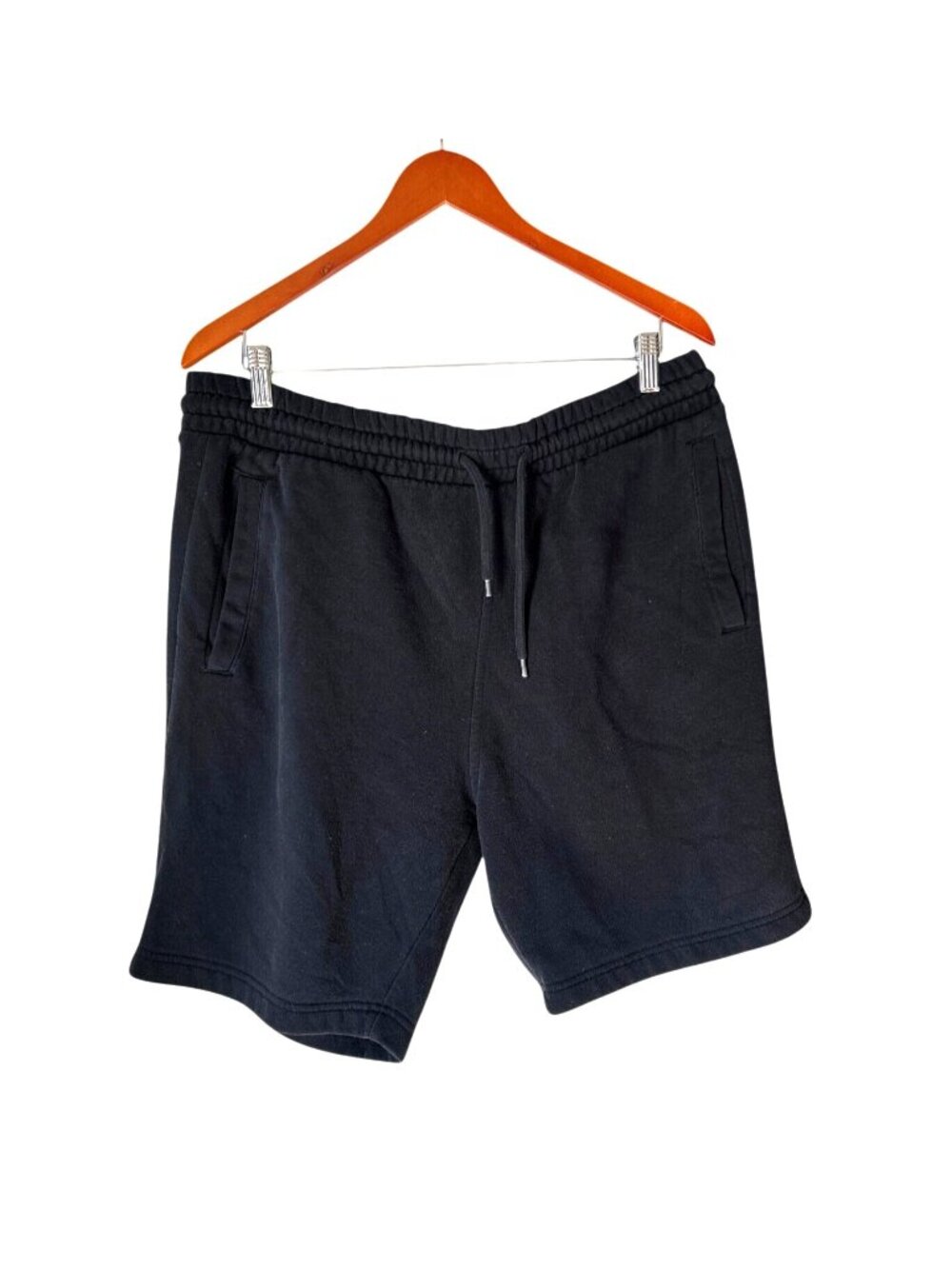 H&M Mens Regular Fit Black Cotton Shorts XL With Elastic Waistband & Pockets